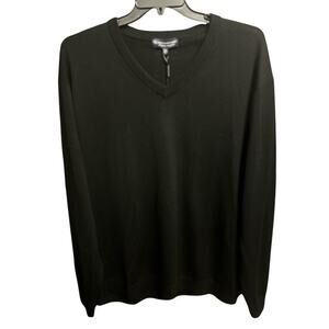 Hart Schaffner Marx 2XB Sweater Bold Black Soft Extra Fine Merino Wool V-Neck